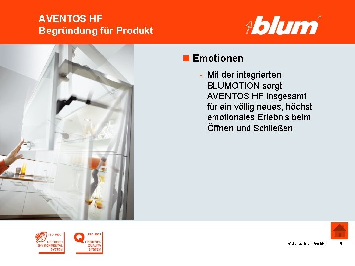 AVENTOS HF Begründung für Produkt n Emotionen - Mit der integrierten BLUMOTION sorgt AVENTOS