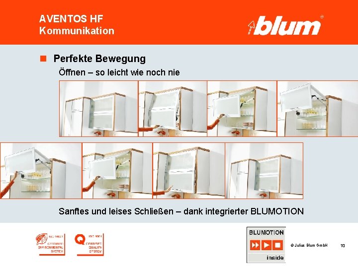 AVENTOS HF Kommunikation n Perfekte Bewegung Öffnen – so leicht wie noch nie Sanftes