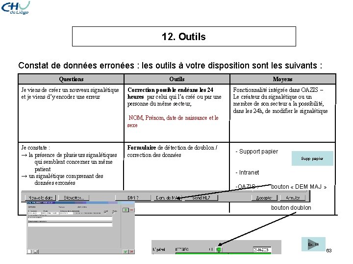 12. Outils Constat de données erronées : les outils à votre disposition sont les 12. Outils Constat de données erronées : les outils à votre disposition sont les