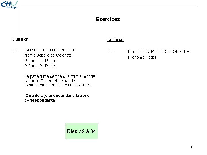Exercices Question Réponse 2. D. La carte d’identité mentionne Nom : Bobard de Colonster Exercices Question Réponse 2. D. La carte d’identité mentionne Nom : Bobard de Colonster