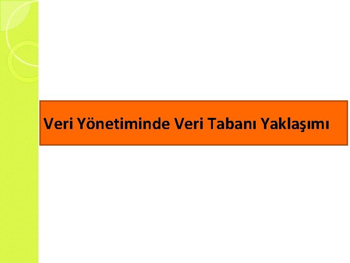 Veri Yönetiminde Veri Tabanı Yaklaşımı 