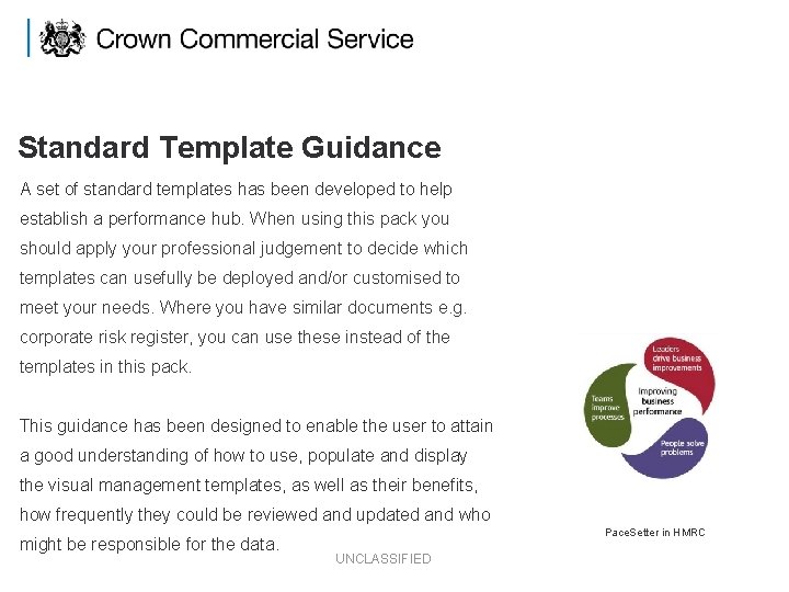 Standard Template Guidance A set of standard templates has been developed to help establish