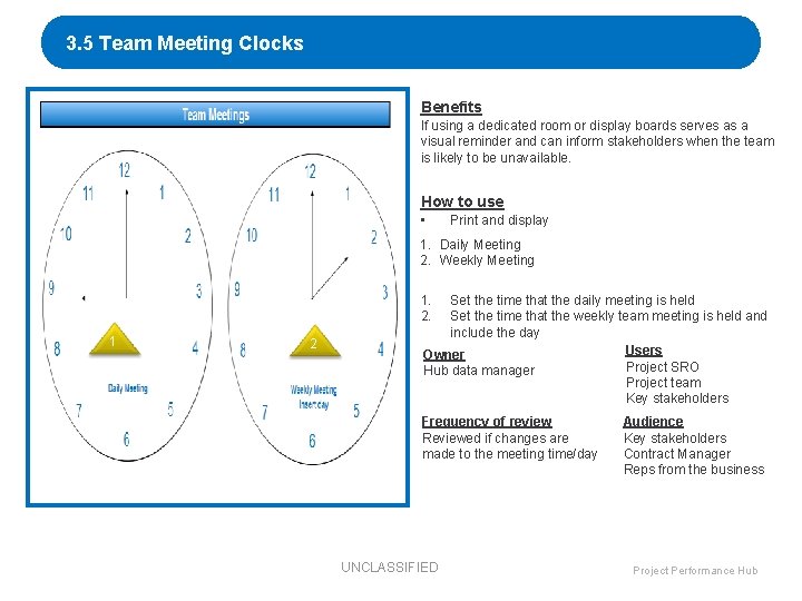 3. 5 Team Meeting Clocks Benefits If using a dedicated room or display boards
