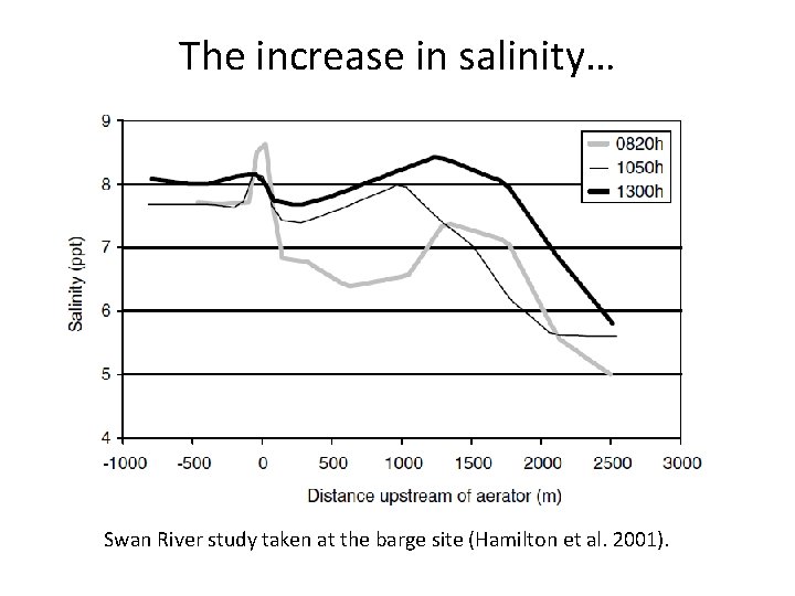 The increase in salinity… Swan River study taken at the barge site (Hamilton et