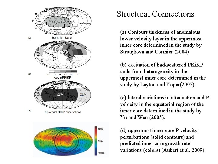 Structural Connections (a) Contours thickness of anomalous lower velocity layer in the uppermost inner Structural Connections (a) Contours thickness of anomalous lower velocity layer in the uppermost inner
