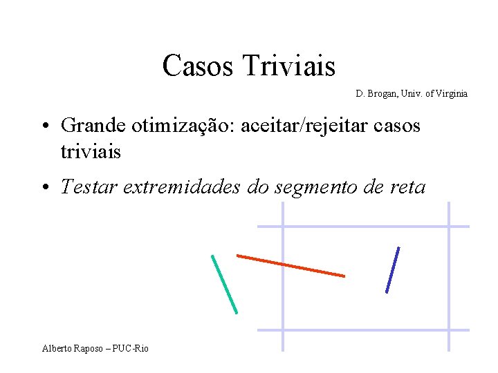 Casos Triviais D. Brogan, Univ. of Virginia • Grande otimização: aceitar/rejeitar casos triviais •