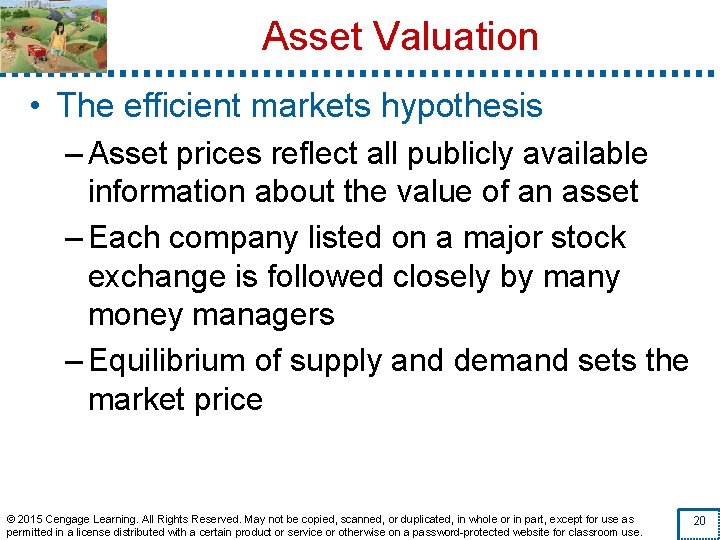 Asset Valuation • The efficient markets hypothesis – Asset prices reflect all publicly available