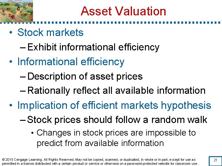 Asset Valuation • Stock markets – Exhibit informational efficiency • Informational efficiency – Description