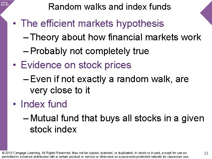 Random walks and index funds • The efficient markets hypothesis – Theory about how