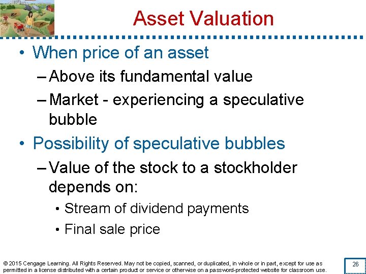 Asset Valuation • When price of an asset – Above its fundamental value –