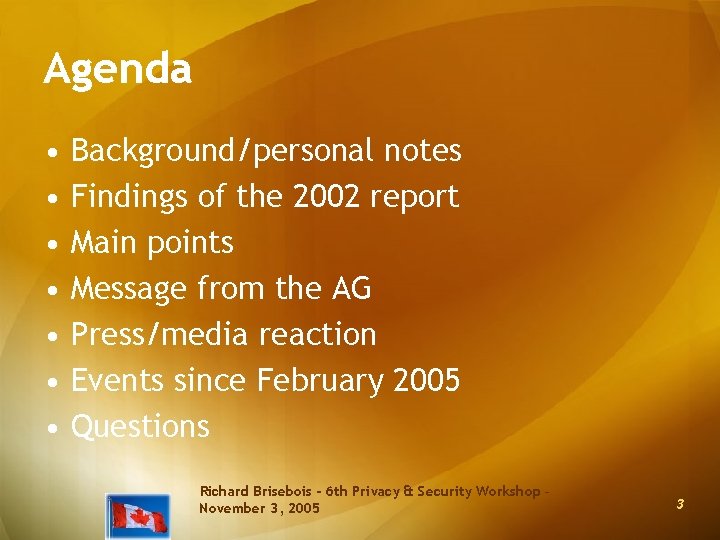Agenda • • Background/personal notes Findings of the 2002 report Main points Message from