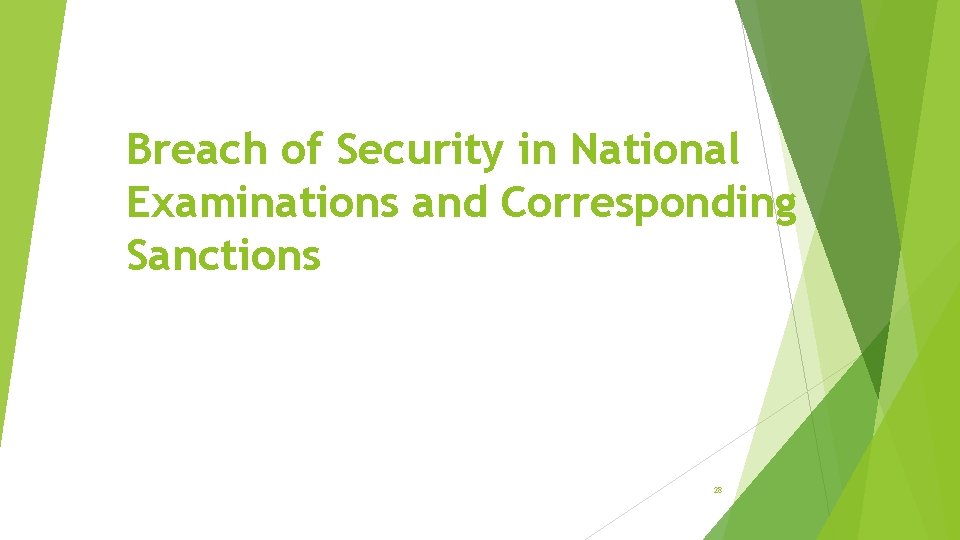 Breach of Security in National Examinations and Corresponding Sanctions 28 