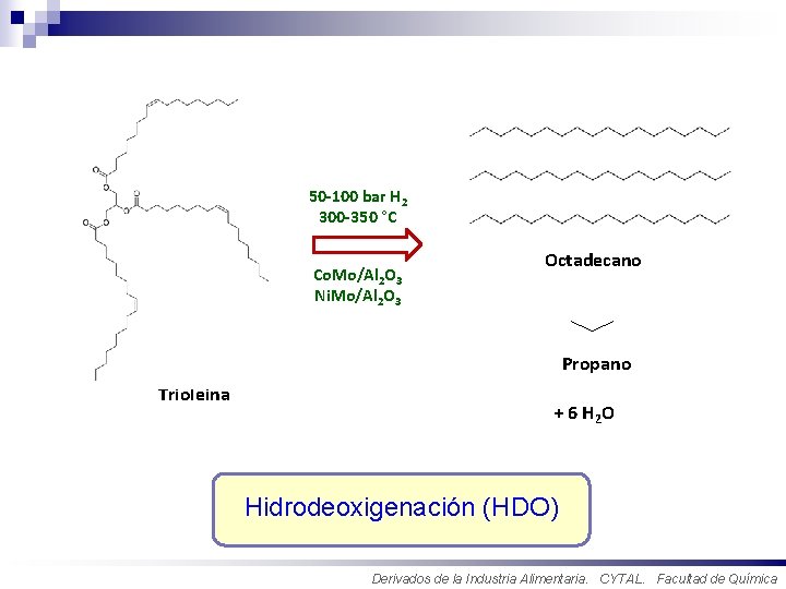 50 -100 bar H 2 300 -350 °C Co. Mo/Al 2 O 3 Ni.