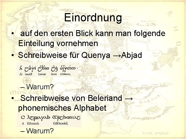 Einordnung • auf den ersten Blick kann man folgende Einteilung vornehmen • Schreibweise für