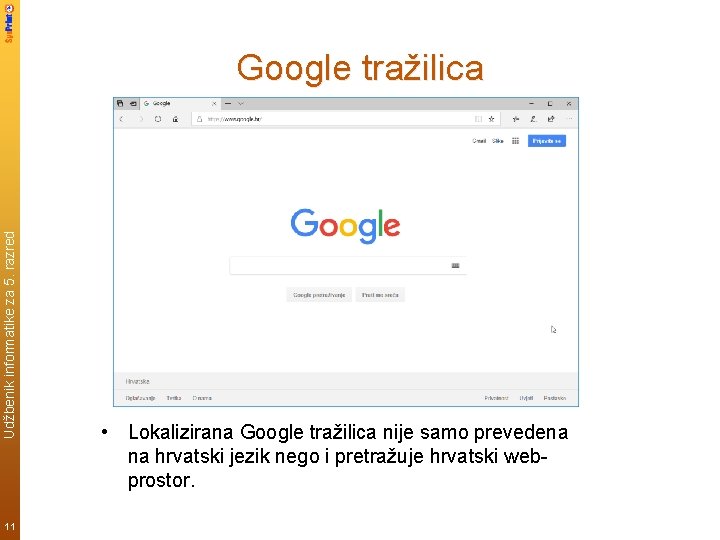 Udžbenik informatike za 5. razred Google tražilica 11 • Lokalizirana Google tražilica nije samo