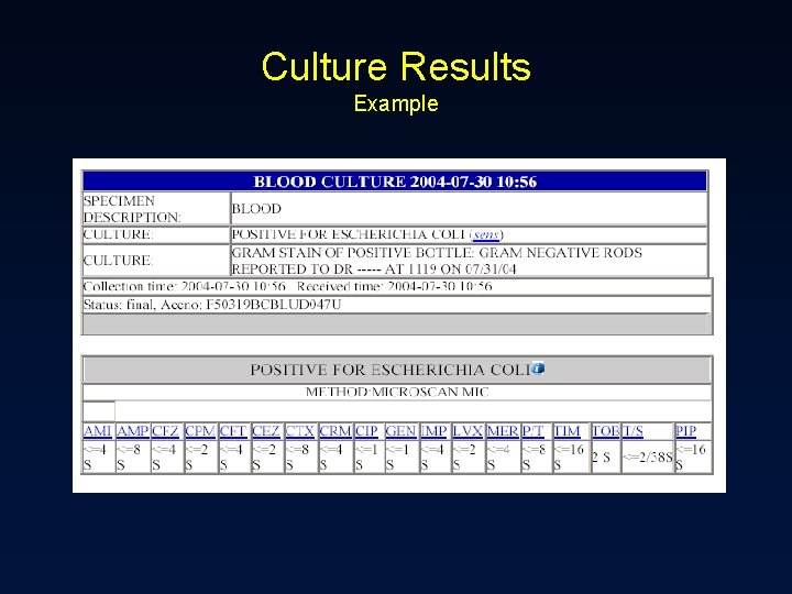 Culture Results Example 