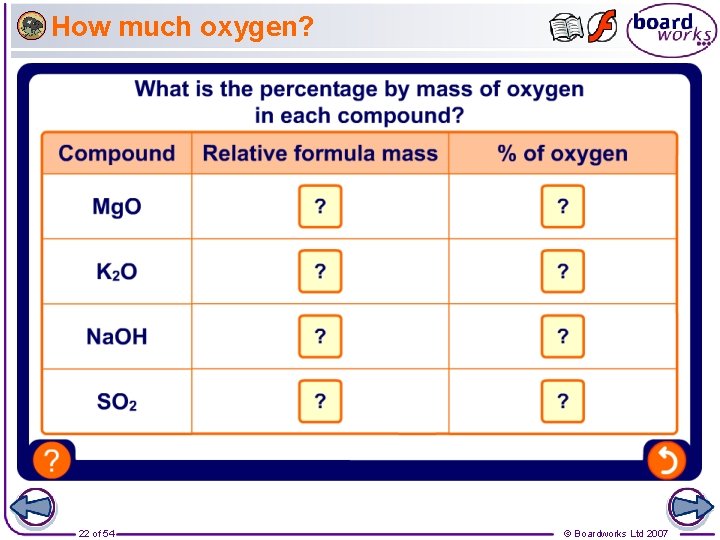 How much oxygen? 22 of 54 © Boardworks Ltd 2007 