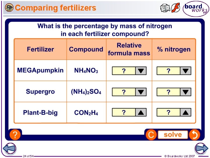 Comparing fertilizers 24 of 54 © Boardworks Ltd 2007 
