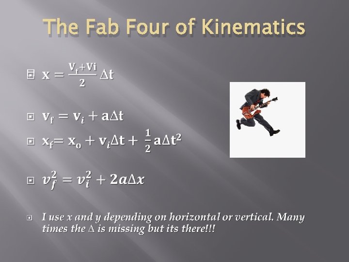 The Fab Four of Kinematics � The Fab Four of Kinematics �