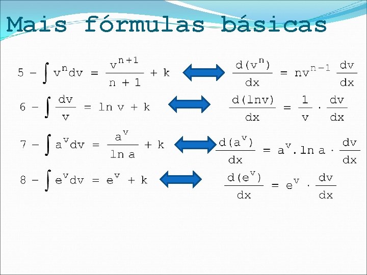 Mais fórmulas básicas 