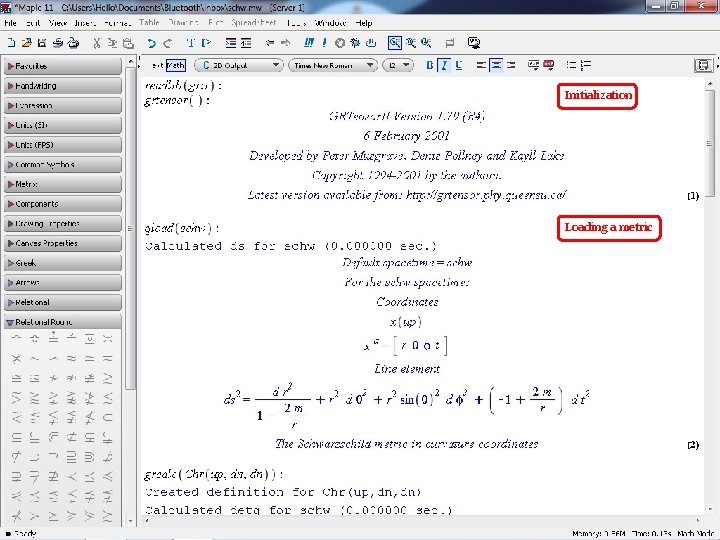 Initialization Loading a metric 