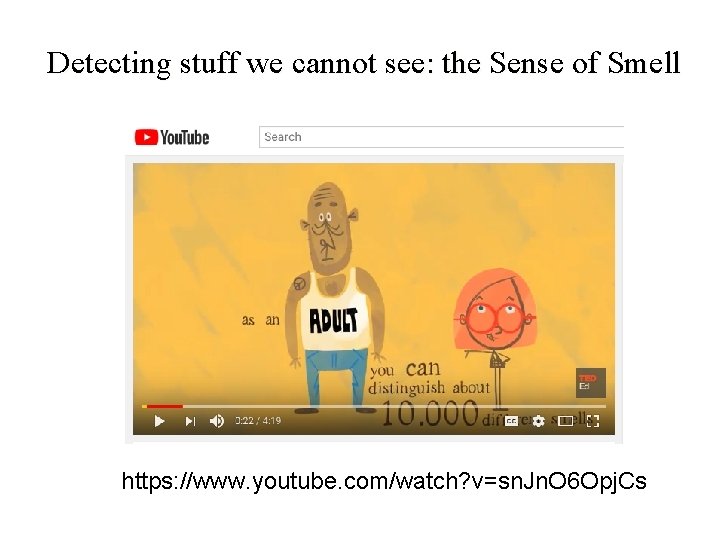 Detecting stuff we cannot see: the Sense of Smell https: //www. youtube. com/watch? v=sn.