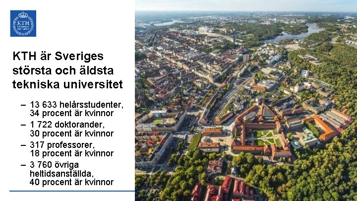 KTH är Sveriges största och äldsta tekniska universitet – 13 633 helårsstudenter, 34 procent