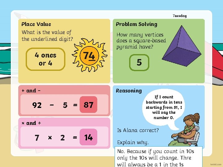 Tuesday Problem Solving Place Value What is the value of the underlined digit? 4