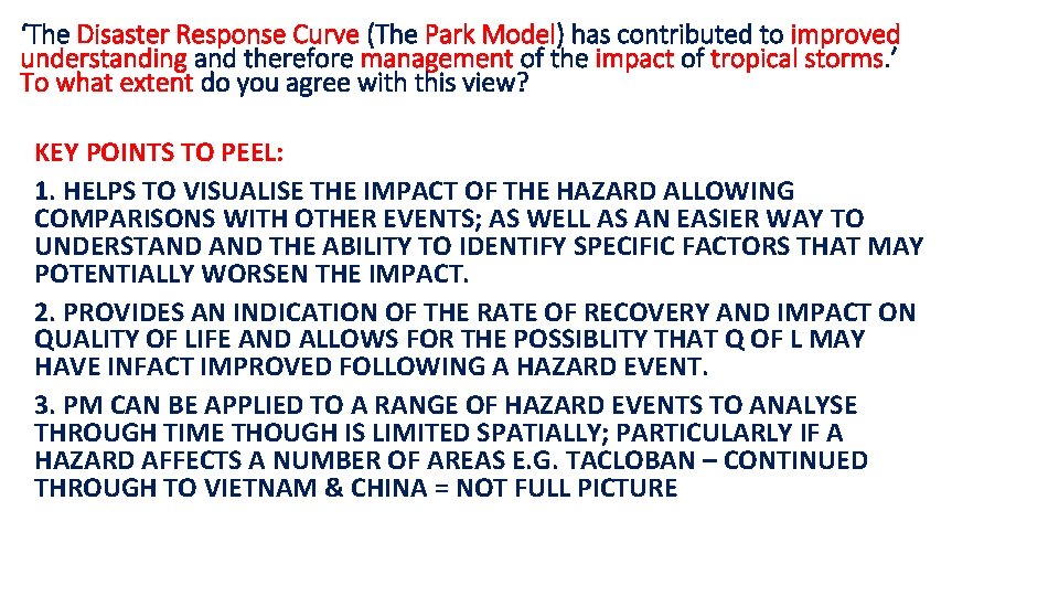 ‘The Disaster Response Curve (The Park Model) has contributed to improved understanding and therefore