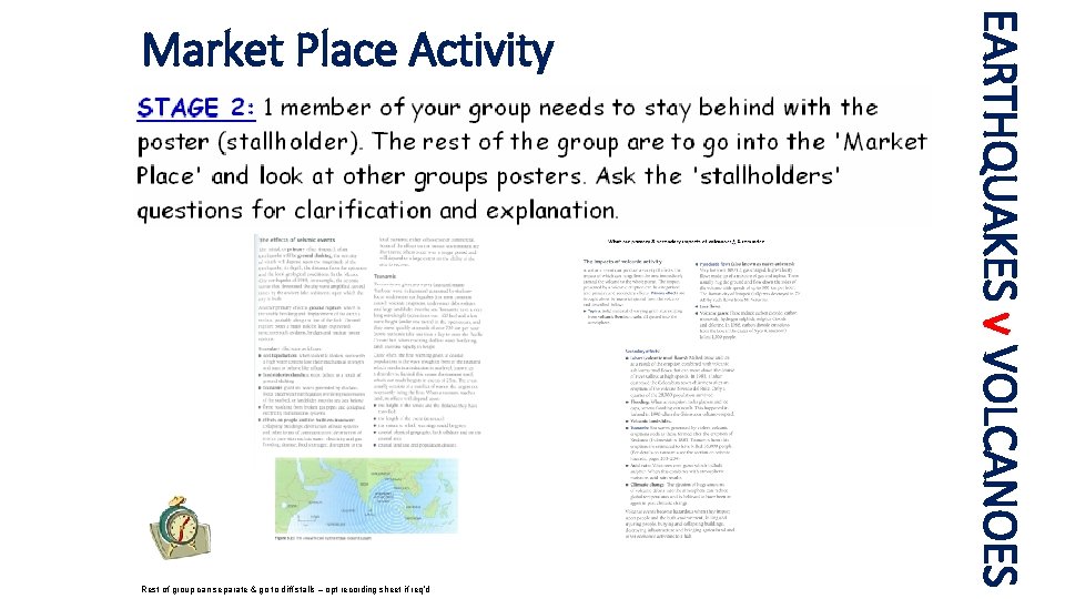 Rest of group can separate & go to diff stalls – opt recording sheet