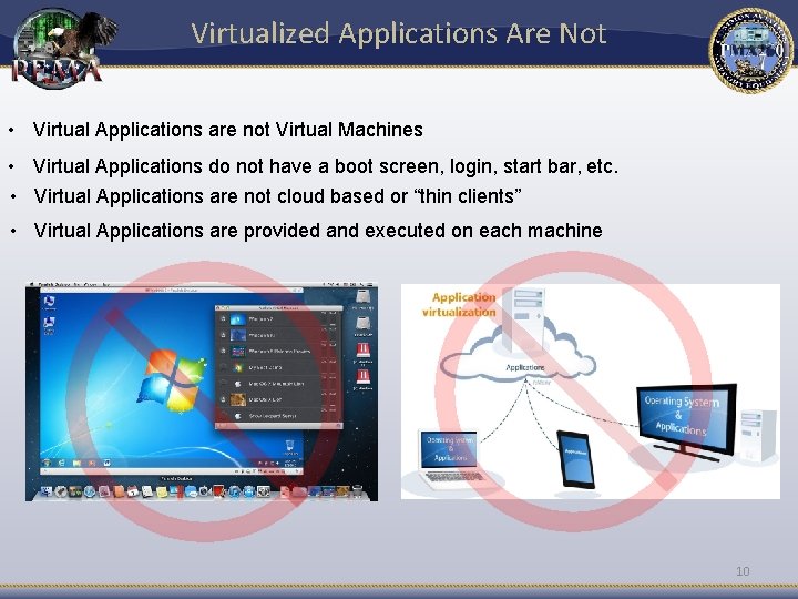 Virtualized Applications Are Not • Virtual Applications are not Virtual Machines • Virtual Applications Virtualized Applications Are Not • Virtual Applications are not Virtual Machines • Virtual Applications