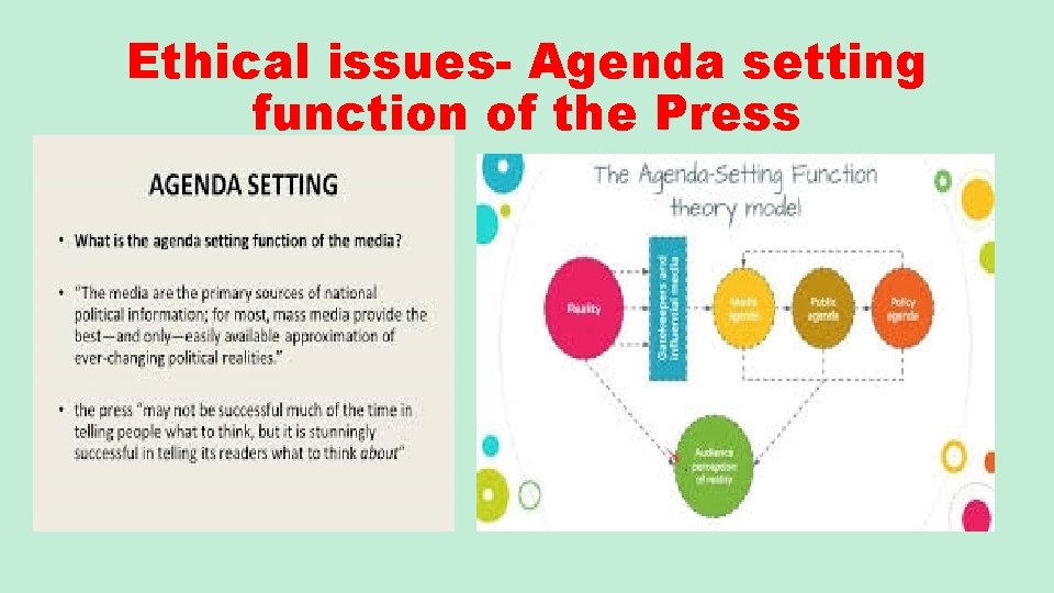 Ethical issues- Agenda setting function of the Press 