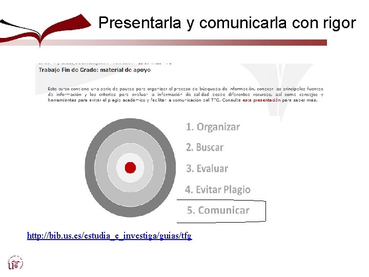 Presentarla y comunicarla con rigor http: //bib. us. es/estudia_e_investiga/guias/tfg 