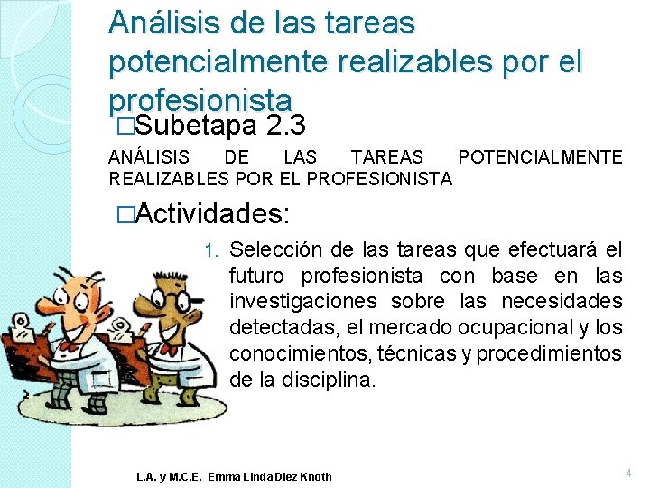 Análisis de las tareas potencialmente realizables por el profesionista �Subetapa 2. 3 ANÁLISIS DE