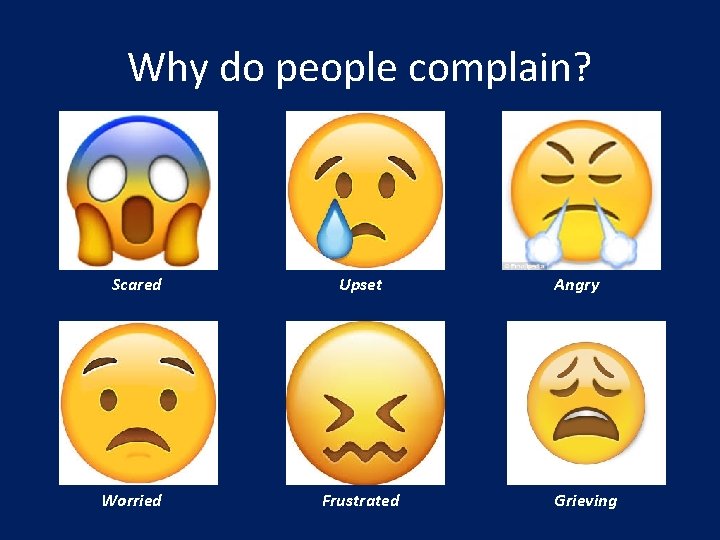 Why do people complain? Scared Worried Upset Frustrated Angry Grieving 