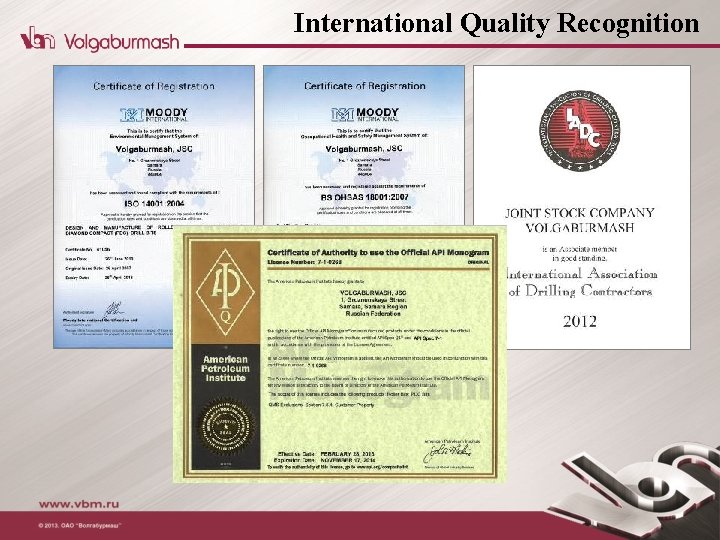 International Quality Recognition 