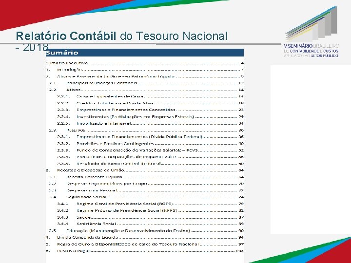 Relatório Contábil do Tesouro Nacional - 2018 