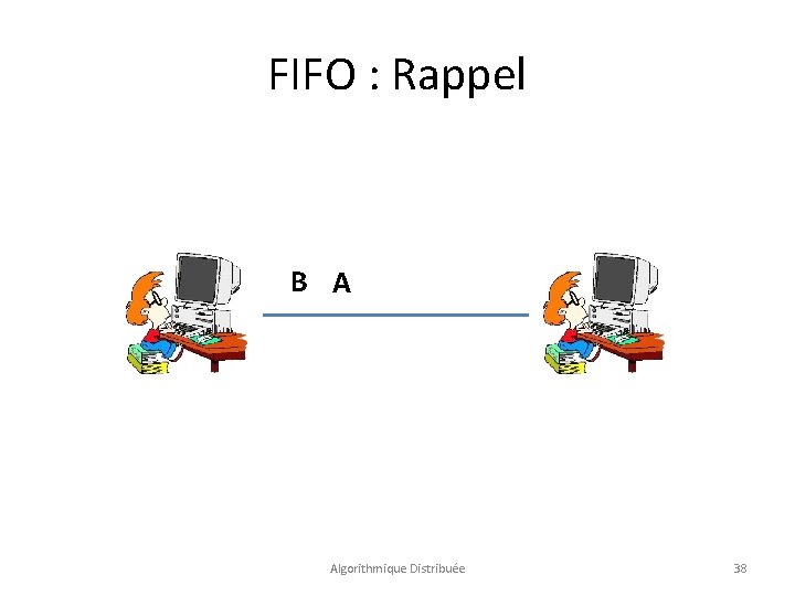 FIFO : Rappel B A Algorithmique Distribuée 38 