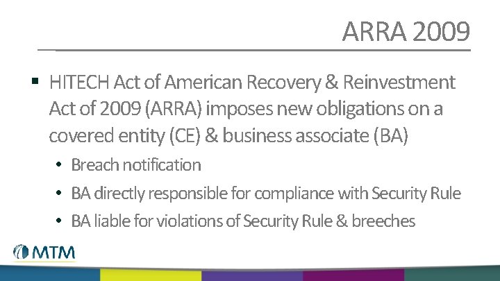 ARRA 2009 § HITECH Act of American Recovery & Reinvestment Act of 2009 (ARRA)