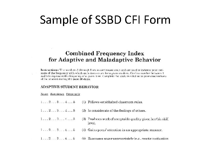 Sample of SSBD CFI Form 