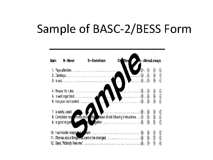 Sample of BASC-2/BESS Form 