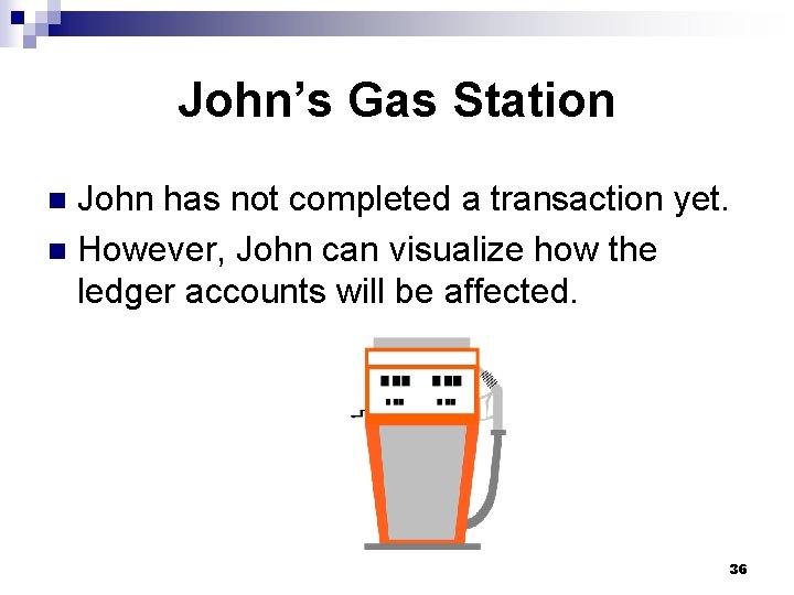John’s Gas Station John has not completed a transaction yet. n However, John can