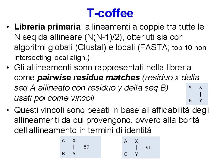 T-coffee • Libreria primaria: allineamenti a coppie tra tutte le N seq da allineare