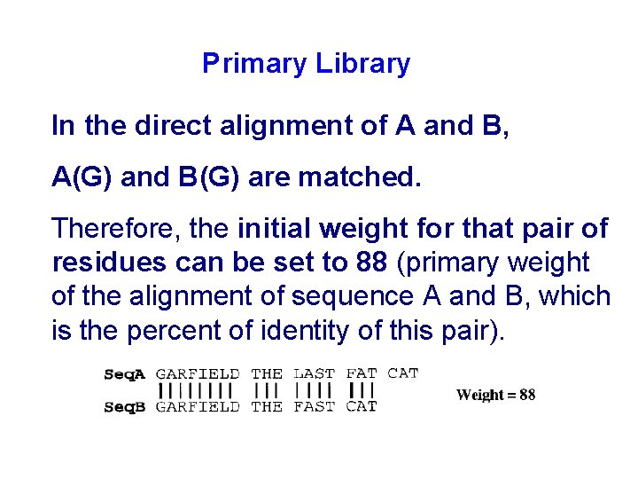 Primary Library In the direct alignment of A and B, A(G) and B(G) are