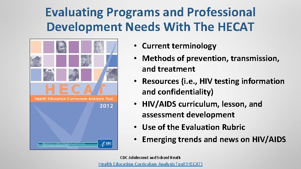 Evaluating Programs and Professional Development Needs With The HECAT • Current terminology • Methods