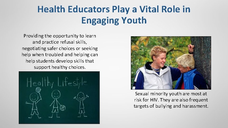 Health Educators Play a Vital Role in Engaging Youth Providing the opportunity to learn