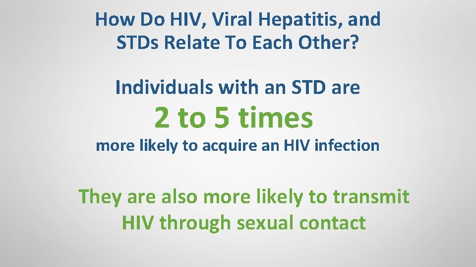 How Do HIV, Viral Hepatitis, and STDs Relate To Each Other? Individuals with an