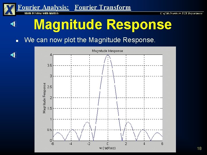 Fourier Analysis: Fourier Transform Magnitude Response n We can now plot the Magnitude Response.