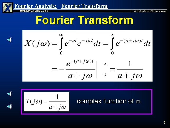 Fourier Analysis: Fourier Transform complex function of 7 