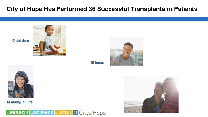 City of Hope Has Performed 36 Successful Transplants in Patients 12 children 10 teens